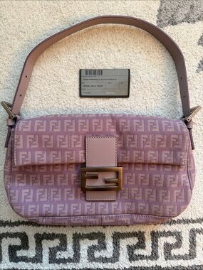 Fendi Lavender Zucchino FF Logo Baguette